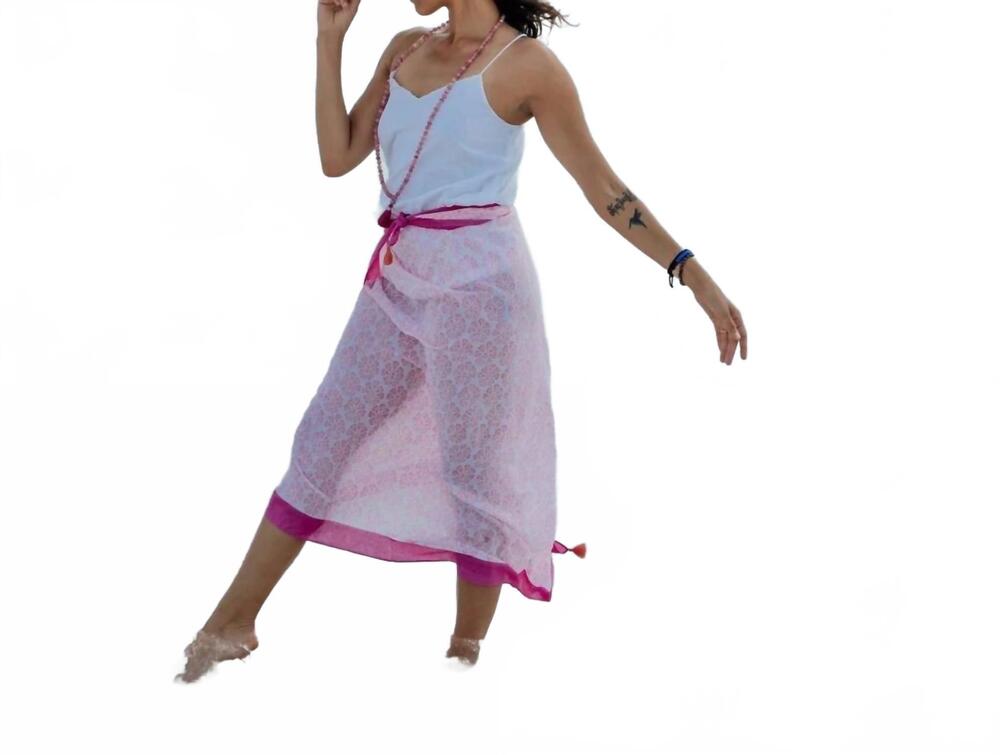 NEW SIGRID OLSEN women's pareo cotton sarong in persimmon